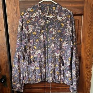 Free People Soft Printed Balloon Sleeve Jacket size L
